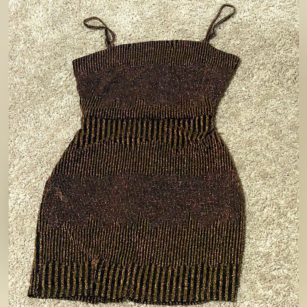 Black and gold glitter bodycon dress